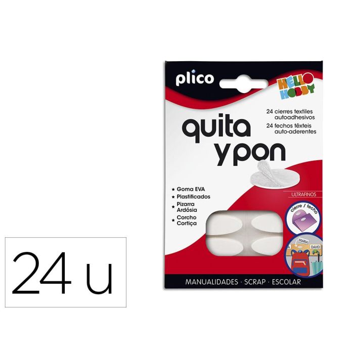 Plico Quita Y Pon Piezas De Velcro Ovalado Autoadhesivo -Blister De 24U-