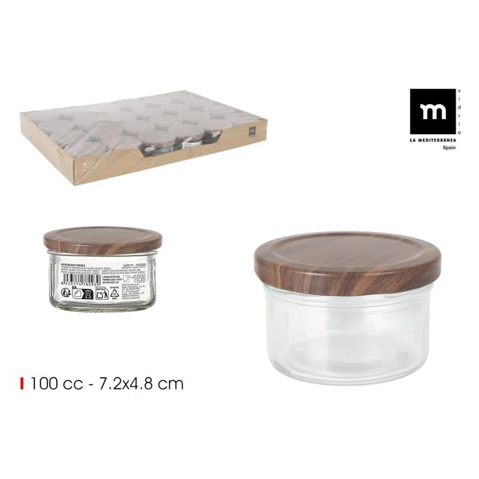 Tarrito de Vidrio Multiusos Wood 100 cc - La Mediterran por Inde (72 Unidades) Tarrito de Vidrio Multiusos Wood 100 cc - La Mediterran por Inde (72 Unidades)
