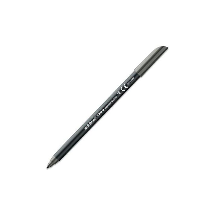 Edding Rotulador 1200 Punta Fina Gris - Tinta Base Agua No Traspasa el Papel - Ideal Escritura/Bocetos (10 Unidades) (10 Unidades)