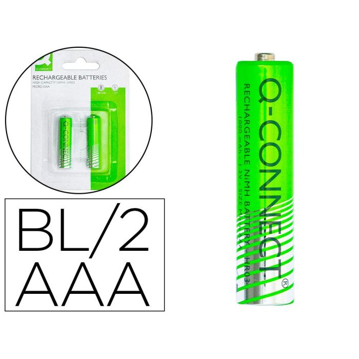 Pila Q-Connect Alcalina Aaa Recargable Blister De 2 Unidades