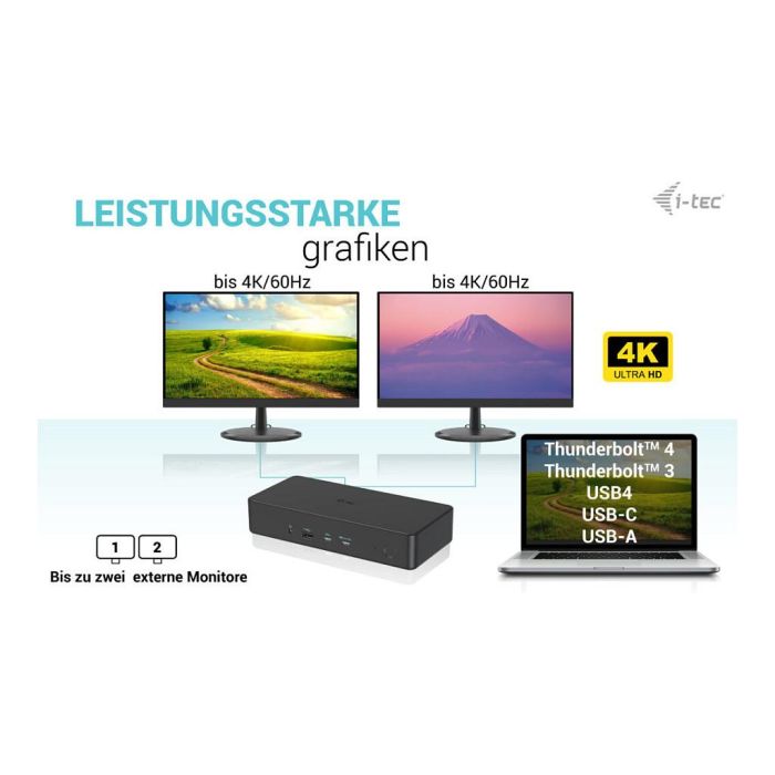 Dockstation i-Tec CADUAL4KDOCKPD2 Negro