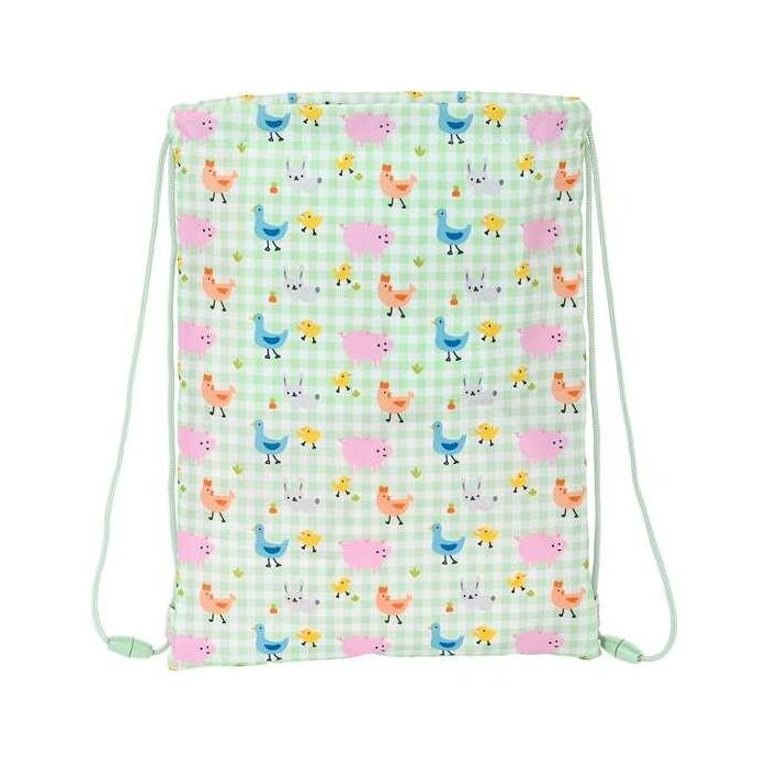 Bolsa Mochila con Cuerdas Safta Granja Blanco Verde 26 x 34 x 1 cm 1 Bolsa Mochila con Cuerdas Safta Granja Blanco Verde 26 x 34 x 1 cm 1