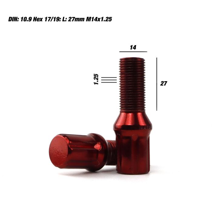 Omp Juego 20 Tornillos Acero M14x1.25 Llave 17-19 Largo 27mm Rojo OMPS09951406 6