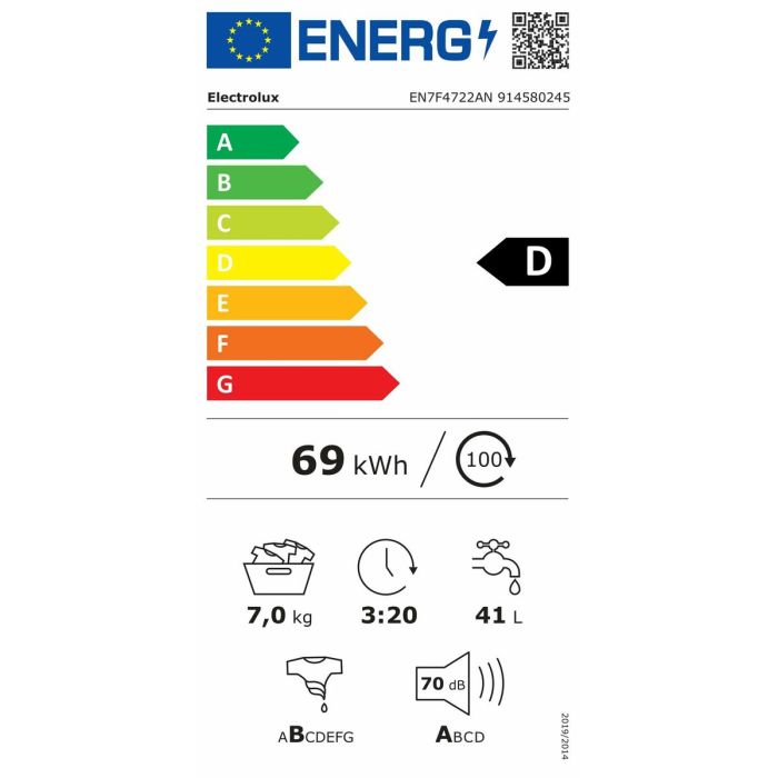 Lavadora Electrolux EN7F4722AN 59,6 cm 1200 rpm 7 kg 1