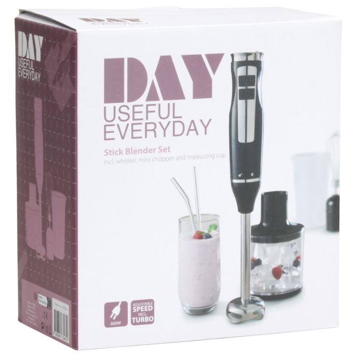 Juego de batidora de mano 600w acero inoxidable/negro day 6