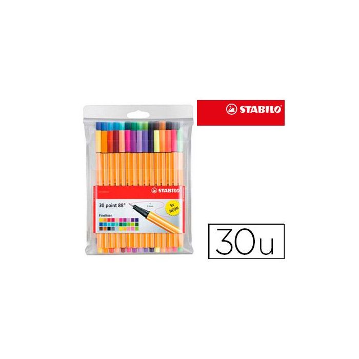 Rotulador Stabilo Point 88 Colores Neon Estuche 25+5 Unidades