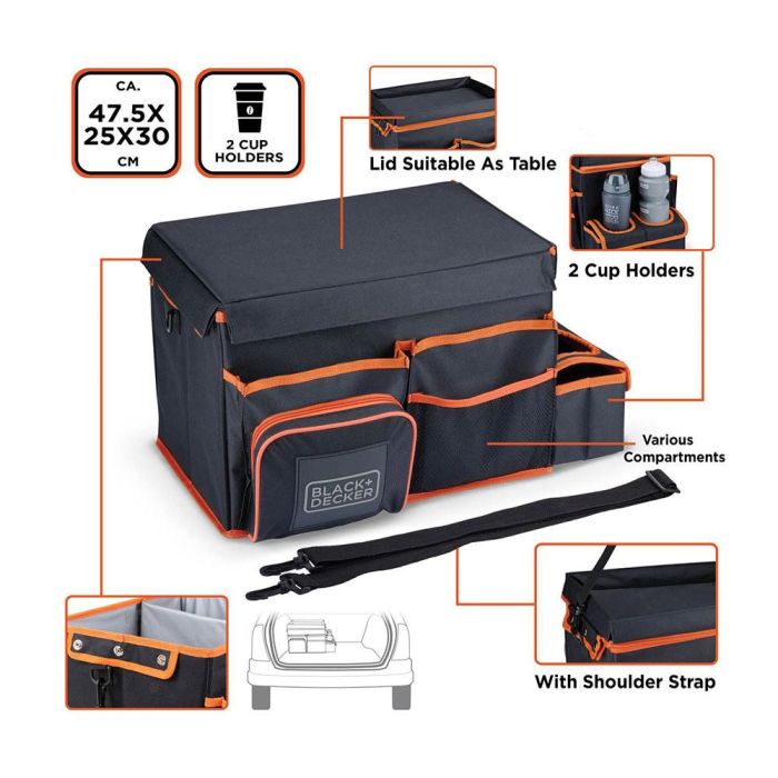 Organizador para automóvil con enfriador black+decker 3