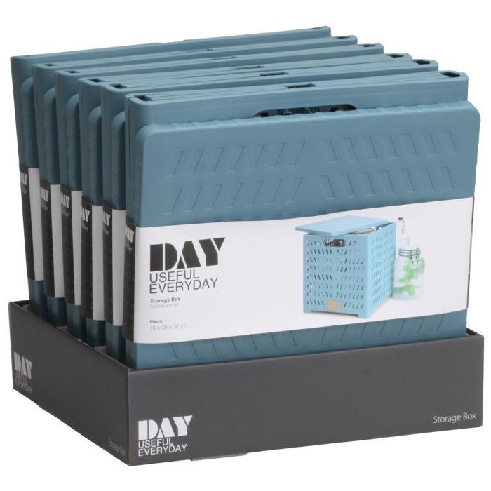 Caja de almacenamiento plegable con tapa 30x28x30cm tapiz azul day 3