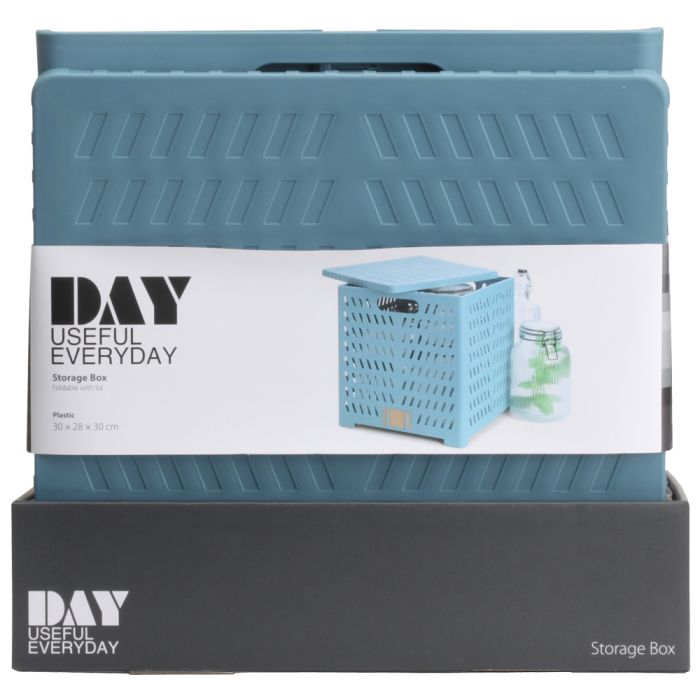 Caja de almacenamiento plegable con tapa 30x28x30cm tapiz azul day 4