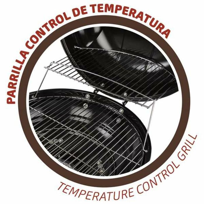 Barbacoa de Carbón con Ruedas Aktive Aluminio Metal esmaltado textileno 57 x 86 x 57 cm Negro 3 Barbacoa de Carbón con Ruedas Aktive Aluminio Metal esmaltado textileno 57 x 86 x 57 cm Negro 3