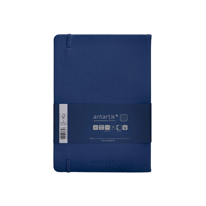 Antartik Cuaderno A5 Tapa Dura 100 Hojas Cuadriculadas Azul Marino 80gr FSC 2