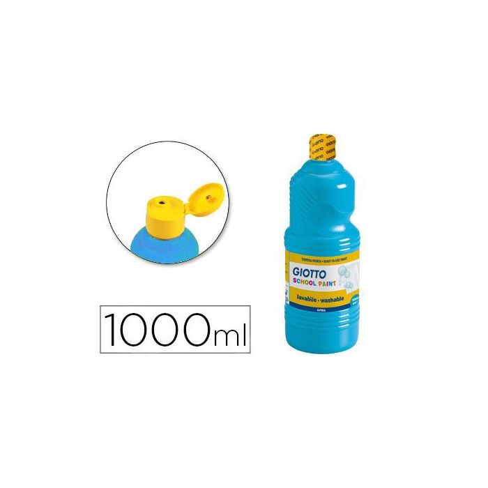 Giotto Témpera Escolar Lavable Azul Cyan Botella 1000 mL