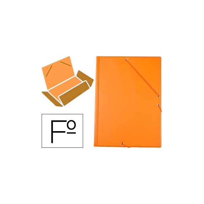 Carpeta Liderpapel Gomas Plastico Folio Solapas Color Naranja