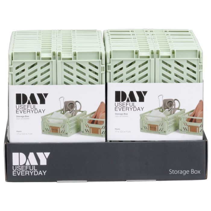 Conjunto de 2 cajas de almacenamiento plegables 17x12.5x7cm verde menta day 6