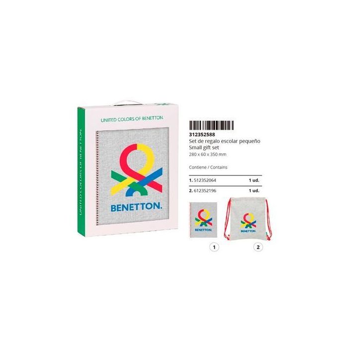 Safta Set De Regalo Pequeño Benetton "Pop" - Bloc A4 Micro120 H y Saco Plano - 512352064, 612352196