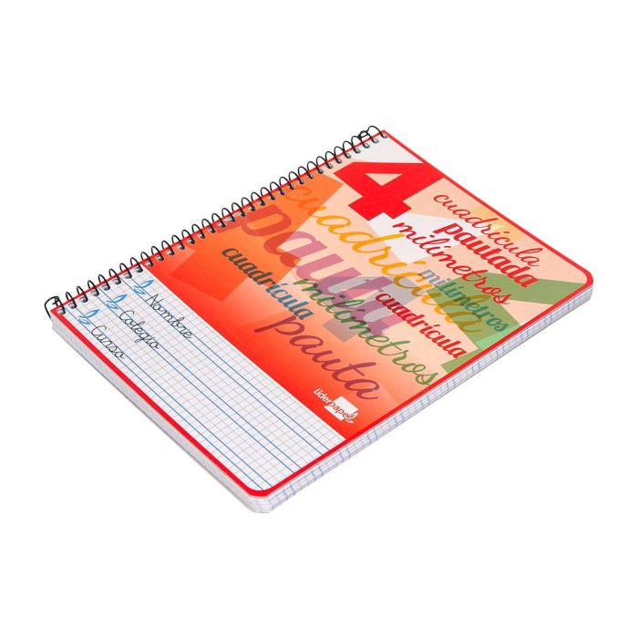 Cuaderno Espiral Liderpapel Cuarto Pautaguia Tapa Dura 80H75 gr Cuadro Pautado 4 mm Con Margen 6 unidades 5