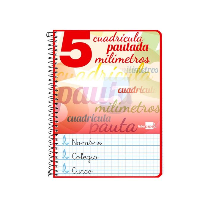 Cuaderno Espiral Liderpapel Cuarto Pautaguia Tapa Dura 80H75 gr Cuadro Pautado 5 mm Con Margen 6 unidades 3