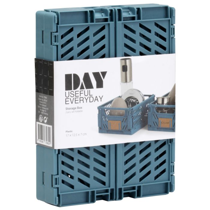 Conjunto de 2 cajas de almacenamiento plegables 17x12.5x7cm azul tapiz day 4