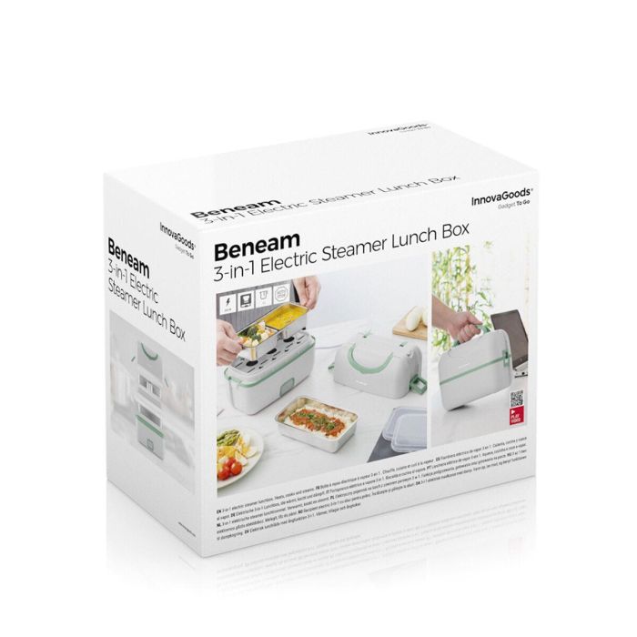 Fiambrera Eléctrica de Vapor 3 en 1 con Recetas Beneam InnovaGoods 1 Fiambrera Eléctrica de Vapor 3 en 1 con Recetas Beneam InnovaGoods 1