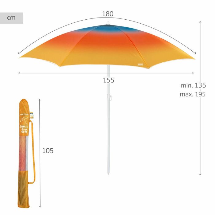 Sombrilla de playa Aktive Multicolor 180 x 195 x 180 cm (6 Unidades) 3