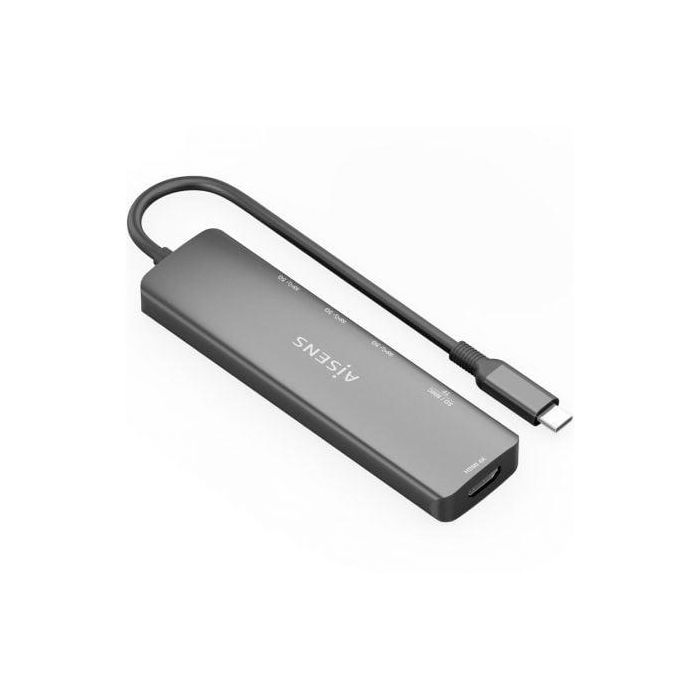 Aisens ASUC-6P024-GR - Docking Estación USB-C 6 en 1 HDMI 4K, 3xUSB 3.0 (5Gbps), Lector SD/Micro SD para Portátiles/PC Gris