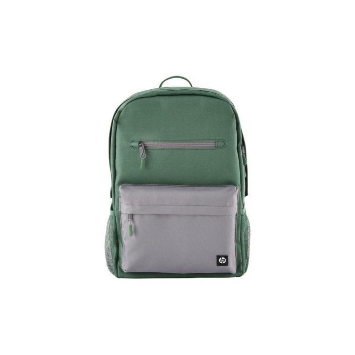 HP Mochila Campus Verde, Segura y Organizadora, con Cremallera Bloqueable, Repelente al Agua y Bolsillo Acolchado para Portátil