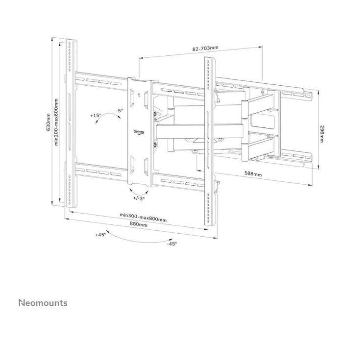 Neomounts WL40S-950BL18 Soporte Pared 55-110" Negro 125kg 300x200mm 800x600mm