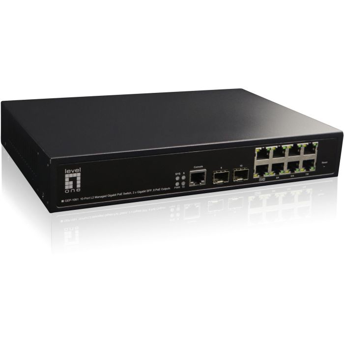 Switch 8x GE GEP-1061 2xGSFP 19" 180W 8xPoE+ 2