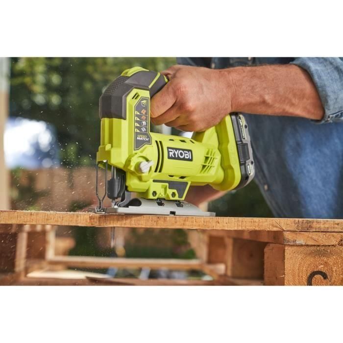 RYOBI 3 herramientas: 1 taladro-destornillador Brushless + 1 amoladora de 115 mm + 1 sierra de calar + 2 baterías 4 Ah y 2 Ah + 1 cargador y 1 bolsa 3