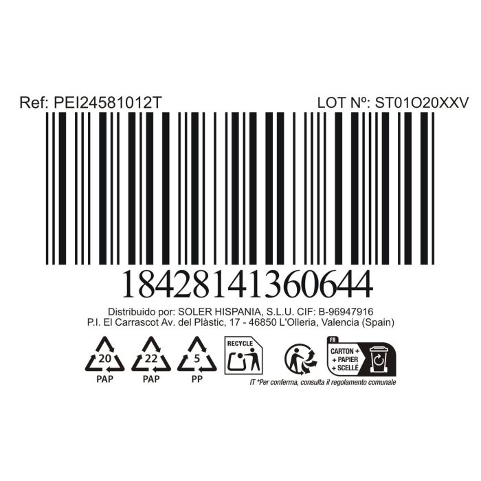 Inde Tarro de Cocina Cuadrado con Tapa de Bambú, Colección Peixe, Dimensiones: 10.2 x 10.2 x 12.7 cm (24 Unidades)