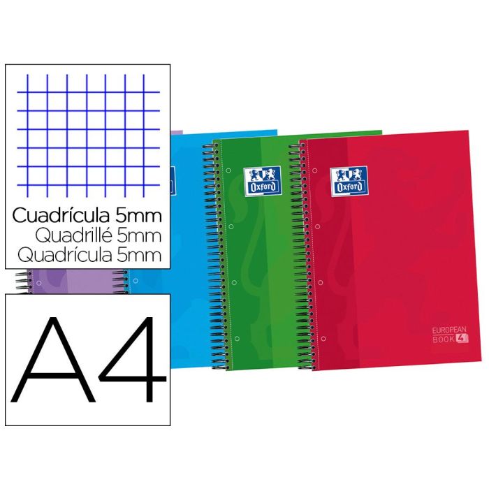 Oxford Cuaderno Classic Europeanbook 4 Write&Erase 120H 50% Gratis A4+ 5x5 Microperforado 4 Sep. T-Extradura Pack 5 Ud C-Surtidos