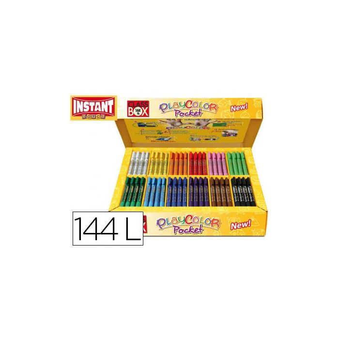 Tempera Solida En Barra Playcolor Pocket Escolar Caja De 144 Unidades 12 Colores Surtidos