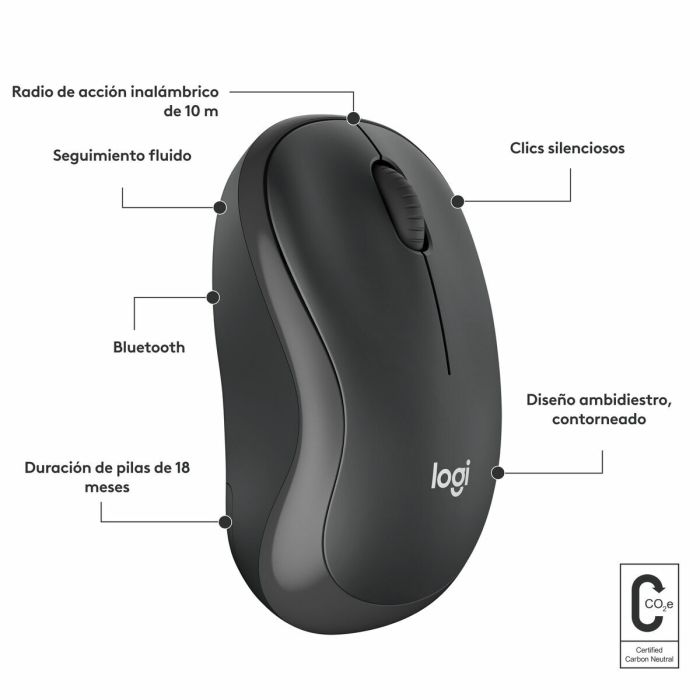 Ratón Bluetooth Inalámbrico Logitech M240 Grafito Monocromo 4