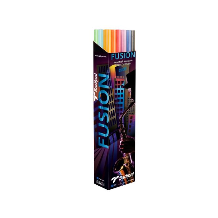 Papel Kraft Fusion 1x3 Mt Expositor 24 Rollos Colores Surtidos 1