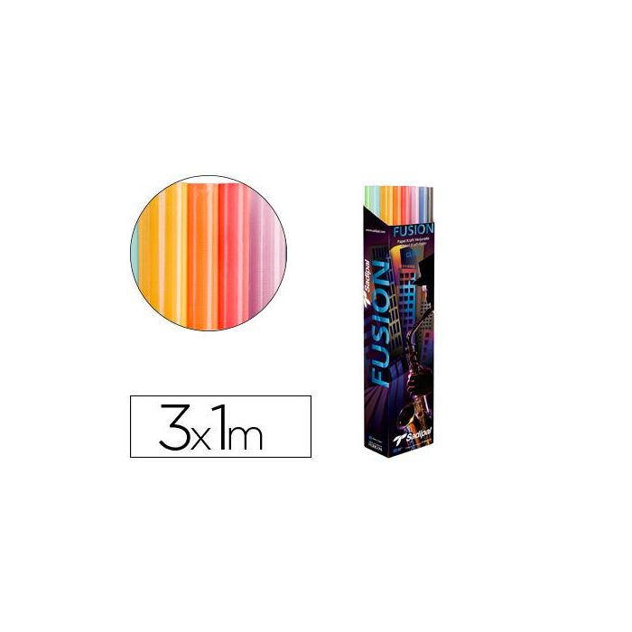 Papel Kraft Fusion 1x3 Mt Expositor 24 Rollos Colores Surtidos