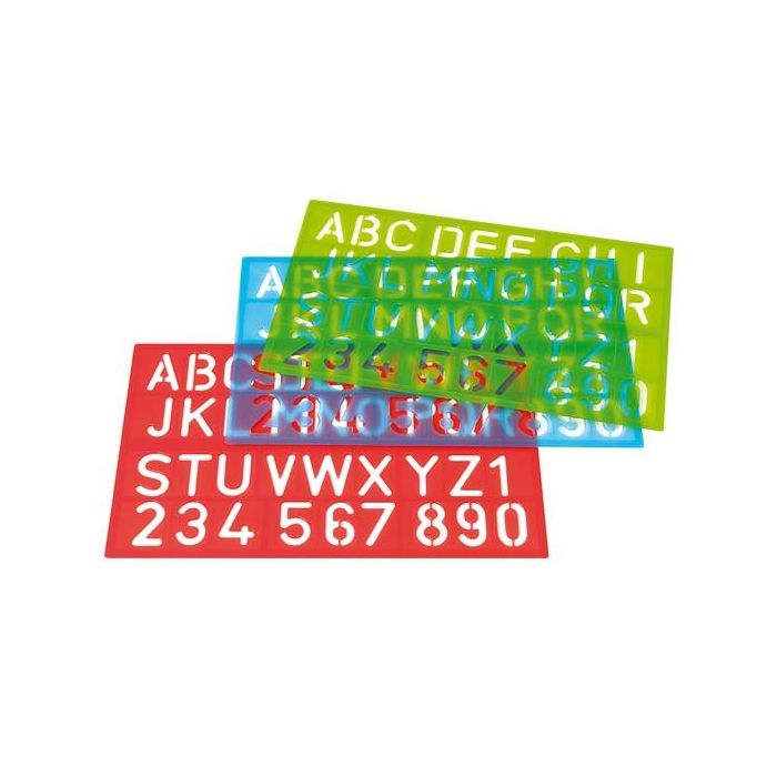 Westcott plantilla de letras y números 40mm westcott colores surtidos transparentes