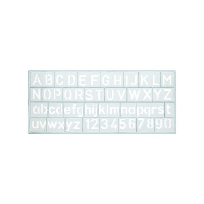 Westcott Plantilla de letras y números 10mm westcott gris transparente