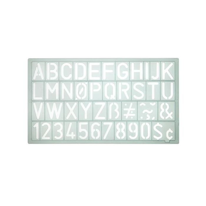 Westcott Plantilla de letras y números 20mm westcott gris transparente