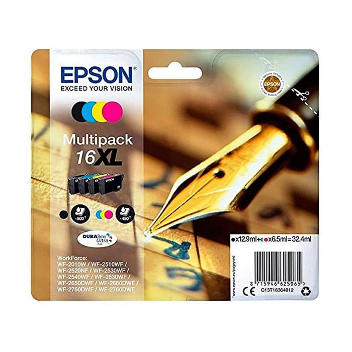 Ink-Jet Epson 16XL Multipack Workforce Wf-2010 W Wf-2510 Wf Wf-2520Nf Wf-2530 Wf Wf-2540 Wf Negro Amarillo Cian Y Magenta 1