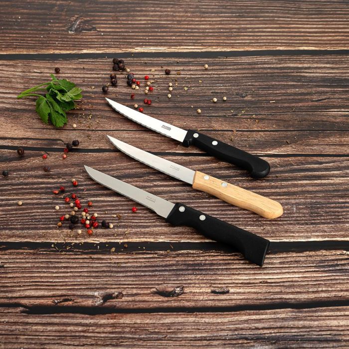 Cuchillo Chuletero Acero Inox Steak Madera Pradel 20,5 cm (12 Unidades) 1