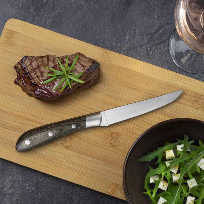 Set 6 Cuchillos Steaks Acero Inoxidable Achille Bois Amefa 23x2,4x1,5 cm 1