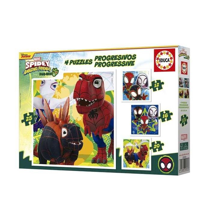 Educa Puzzle Progresivos Dino Spidey 12+16+20+25 Piezas 2