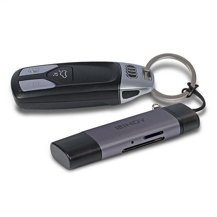 Lindy Lector de Tarjetas USB 3.2 Tipo C y A para SD y MicroSD, Compatible con SDXC, SDHC, MMC, Transferencia de Datos SuperSpeed 5Gbps 4
