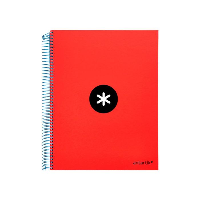 Cuaderno Espiral A4 Micro Antartik Tapa Forrada 120H 100 gr Horizontal 5 Bandas 4 Taladros Color Rojo
