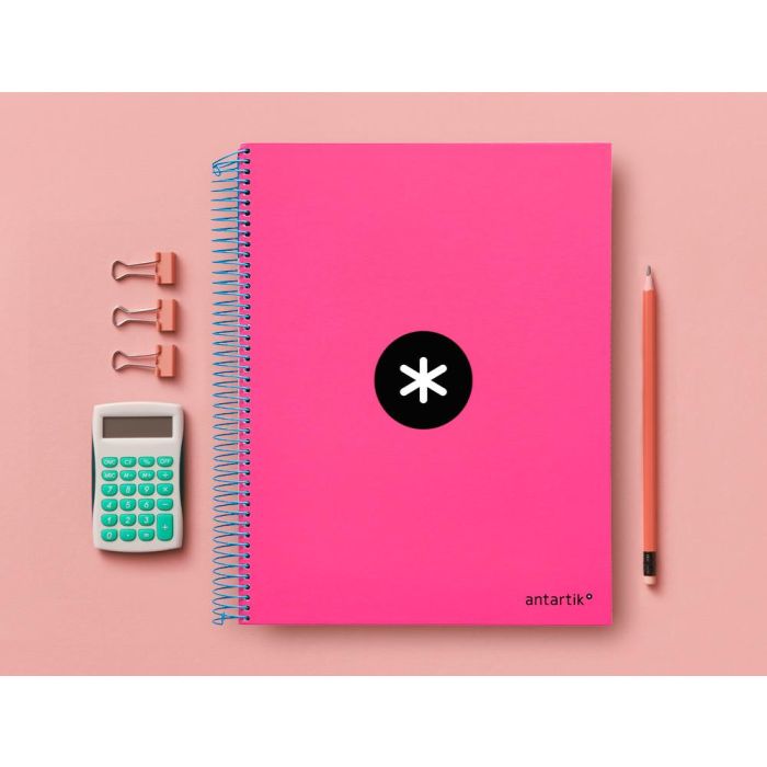 Cuaderno Espiral A4 Micro Antartik Tapa Forrada 120H 100 gr Horizontal 5 Bandas 4 Taladros Color Rosa 2