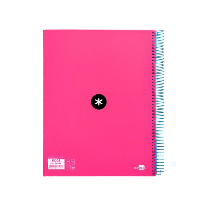 Cuaderno Espiral A4 Micro Antartik Tapa Forrada 120H 90 gr Horizontal 5 Bandas 4 Taladros Color Rosa 2