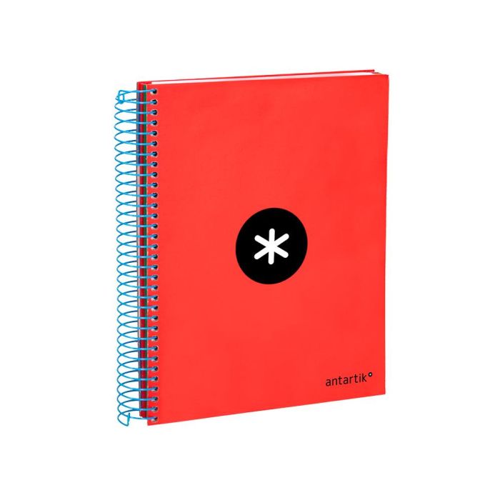 Cuaderno Espiral A5 Micro Antartik Tapa Forrada 120H 90 gr Horizontal 5 Bandas 6 Taladros Color Rojo