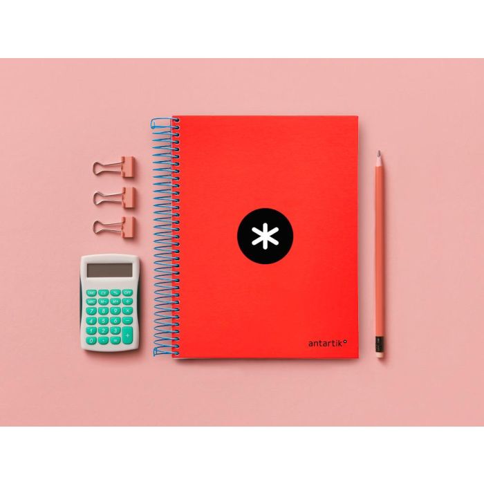 Cuaderno Espiral A5 Micro Antartik Tapa Forrada 120H 90 gr Horizontal 5 Bandas 6 Taladros Color Rojo 9