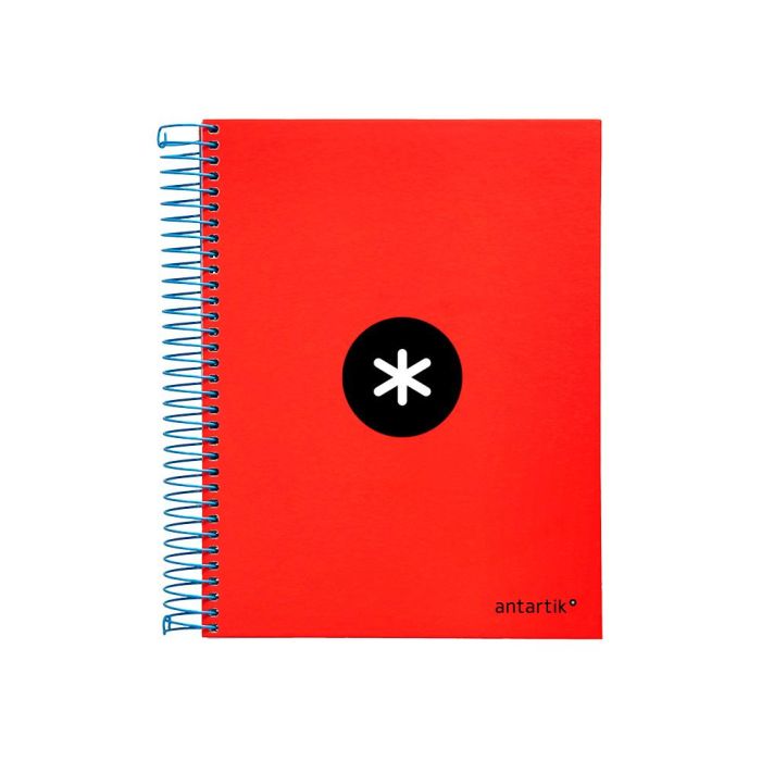 Cuaderno Espiral A5 Micro Antartik Tapa Forrada 120H 90 gr Horizontal 5 Bandas 6 Taladros Color Rojo 1