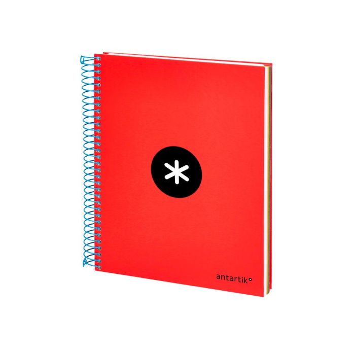 Cuaderno Espiral A5 Micro Antartik Tapa Forrada 120H 90 gr Horizontal 5 Bandas 6 Taladros Color Rojo 3